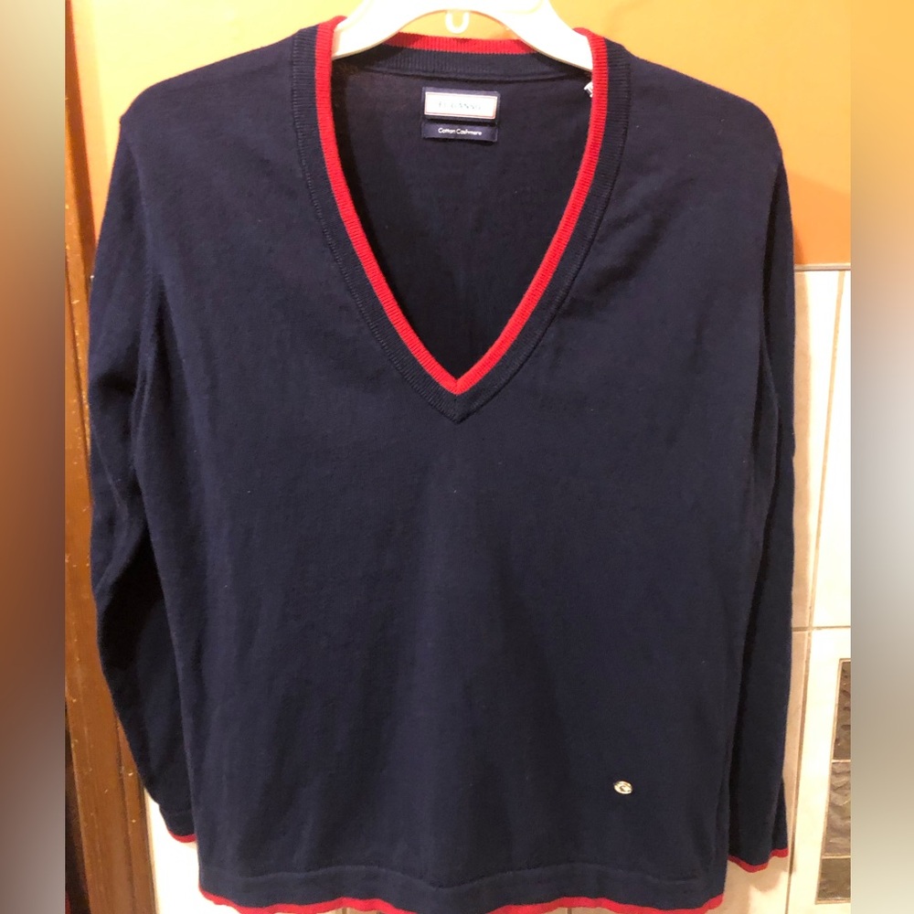EL GANSO Men cashmere cotton sweater - navy/red